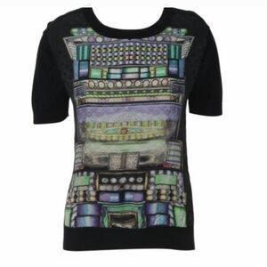 Peter Pilotto Silk Blend Graphic Top Size Medium
